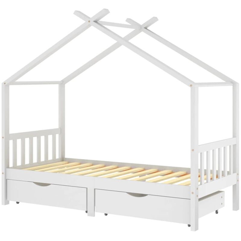 

vidaXL Estructura de cama infantil con cajones madera de pino blanco 90x200cm - Blanco