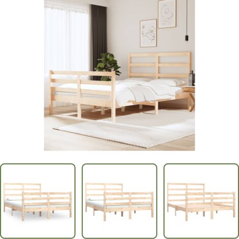 vidaXL Estructura de cama madera maciza de pino 135x190 cm