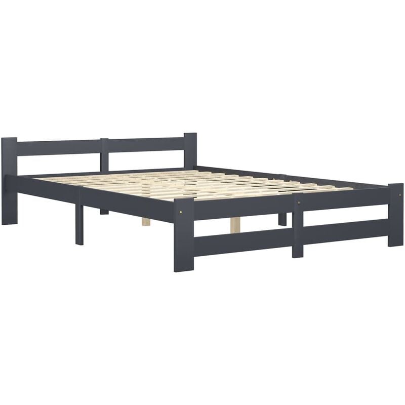 

Estructura de cama madera maciza de pino gris oscuro 120x200 cm - Gris - Vidaxl