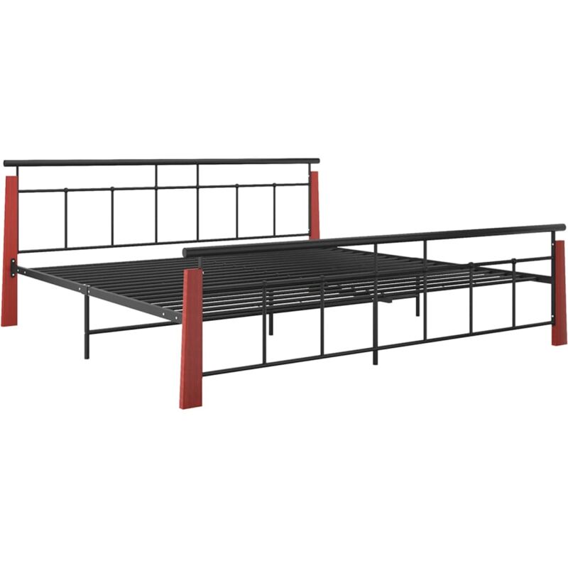 

Estructura de cama madera maciza de roble metal 200x200 cm - Negro - Vidaxl