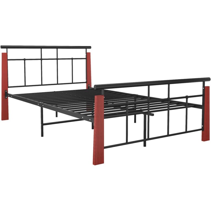 

vidaXL Estructura de cama madera maciza de roble metal 120x200 cm - Negro