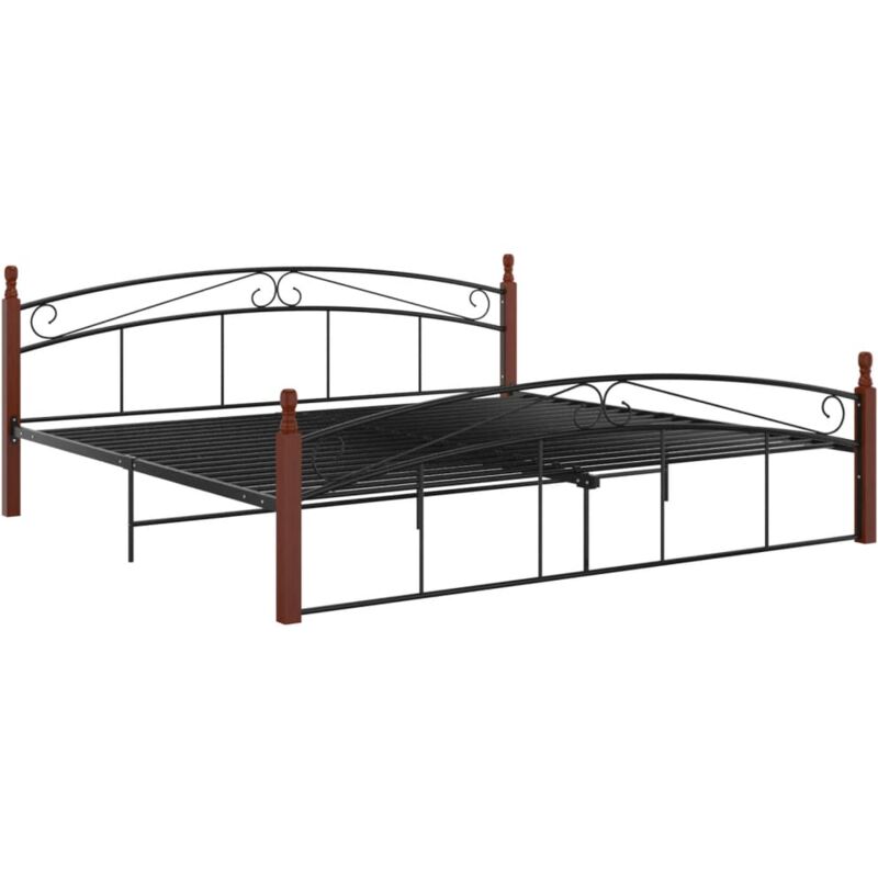 

Estructura de cama madera maciza de roble metal negro 200x200 cm - Negro - Vidaxl