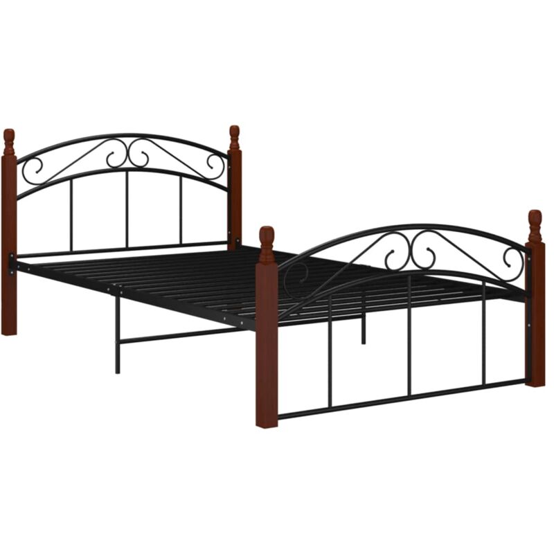

Estructura de cama madera maciza de roble metal negro 120x200 cm - Negro - Vidaxl