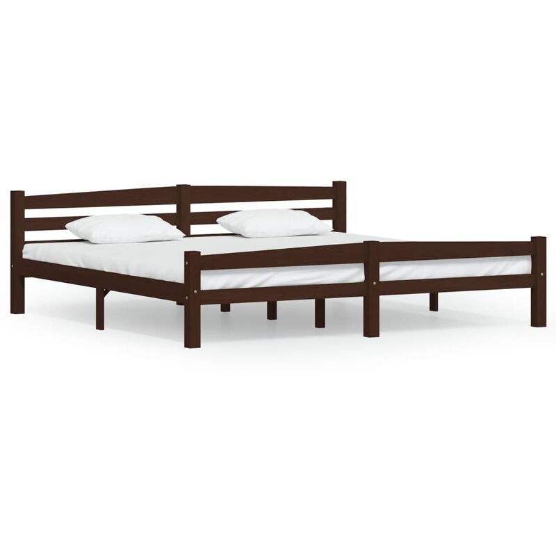 

Estructura de cama madera maciza pino marrón oscuro 200x200 cm - Marrón - Vidaxl