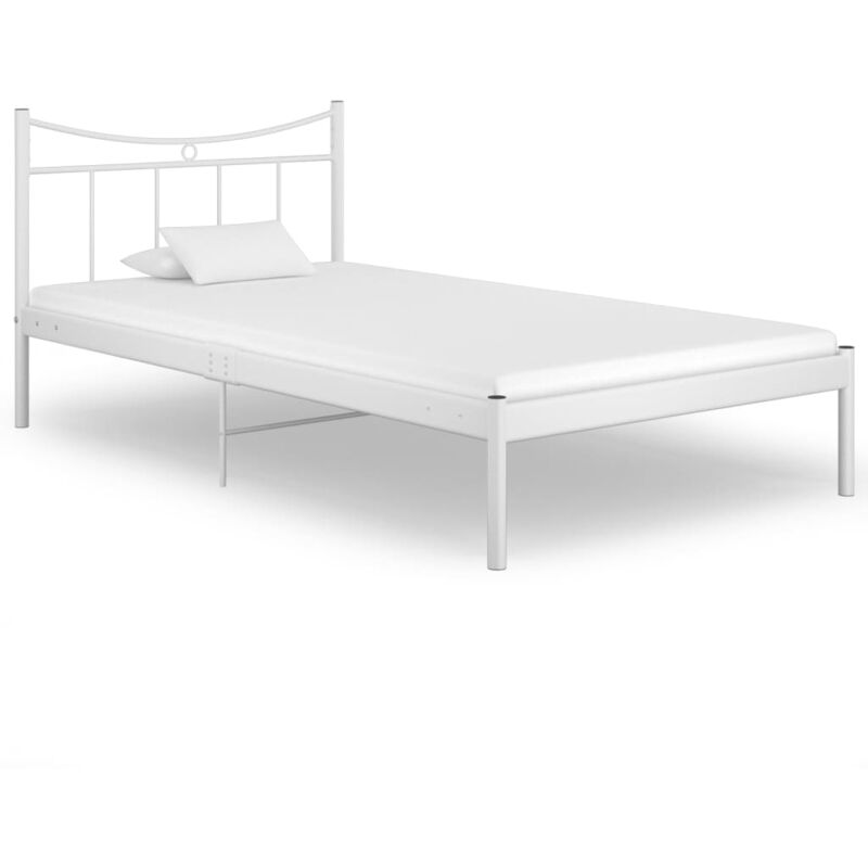 

vidaXL Estructura de cama metal madera contrachapada 100x200 cm blanco - Blanco
