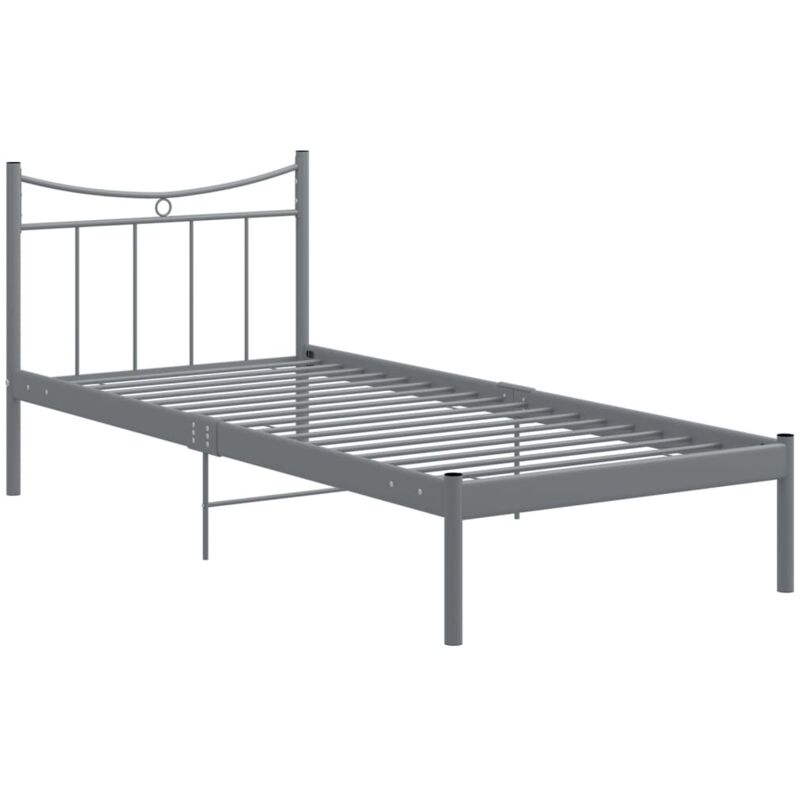 

vidaXL Estructura de cama metal madera contrachapada 100x200 cm gris - Gris