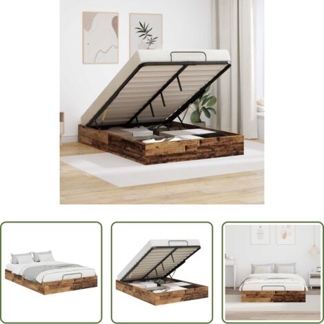 vidaXL Estructura de cama moderna -  Estructura de Cama Ottoman Madera vieja 193 x 135 x 25 cm