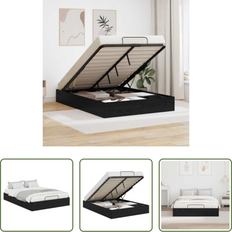vidaXL Estructura de cama moderna -  Estructura de Cama Ottoman Roble Negro 193 x 135 x 25 cm