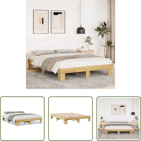 vidaXL Estructura de cama sin colchón 140x200 cm madera maciza roble