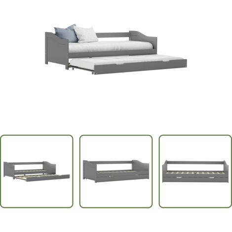 vidaXL Estructura de madera -  Estructura de sofá cama extraíble sin colchón gris 90x200cm