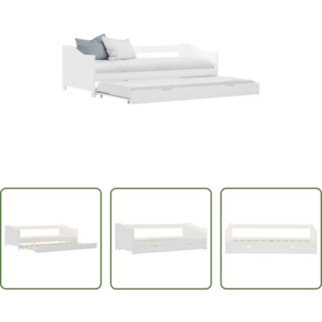 vidaXL Estructura de madera -  Estructura sofá cama extraíble sin colchón pino blanco 90x200cm