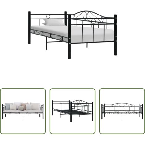 vidaXL Estructura de metal -  Estructura de sofá cama sin colchón metal negro 90x200 cm