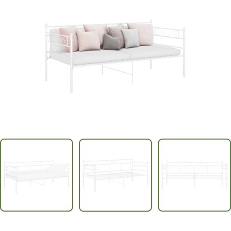 vidaXL Estructura de sofá cama -  Estructura de sofá cama sin colchón metal blanco 90x200 cm