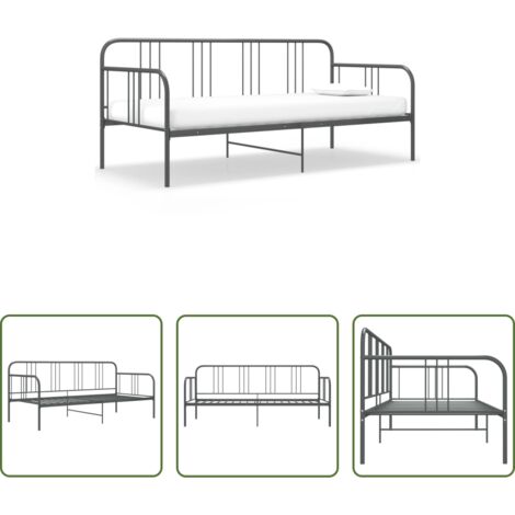 vidaXL Estructura de sofá cama -  Estructura de sofá cama sin colchón metal gris 90x200 cm