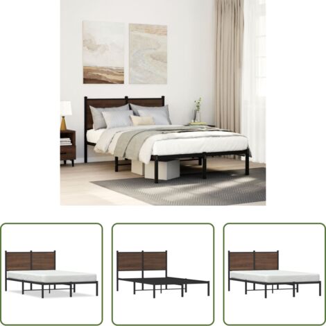 vidaXL Estructura metálica -  Estructura de cama sin colchón metal marrón roble 120x190 cm