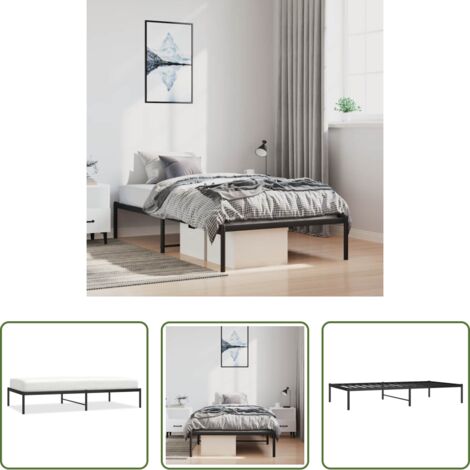 vidaXL Estructura metálica -  Estructura de cama sin colchón metal negro 100x190 cm