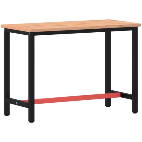 vidaXL Établi 115x55x81,5 cm bois massif de hêtre et métal