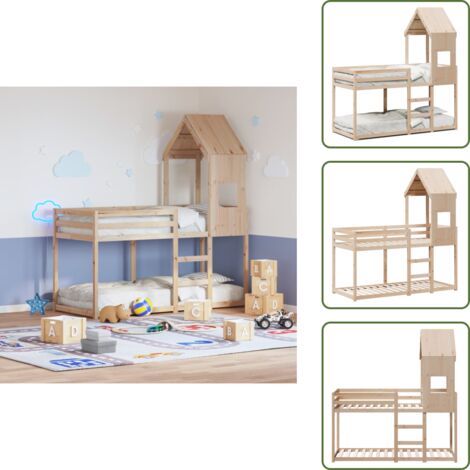 vidaXL Etagenbett ohne Matratze 90x190 cm Massivholz Kiefer