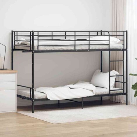 vidaXL Etagenbett Schwarz Metall 90x200 cm