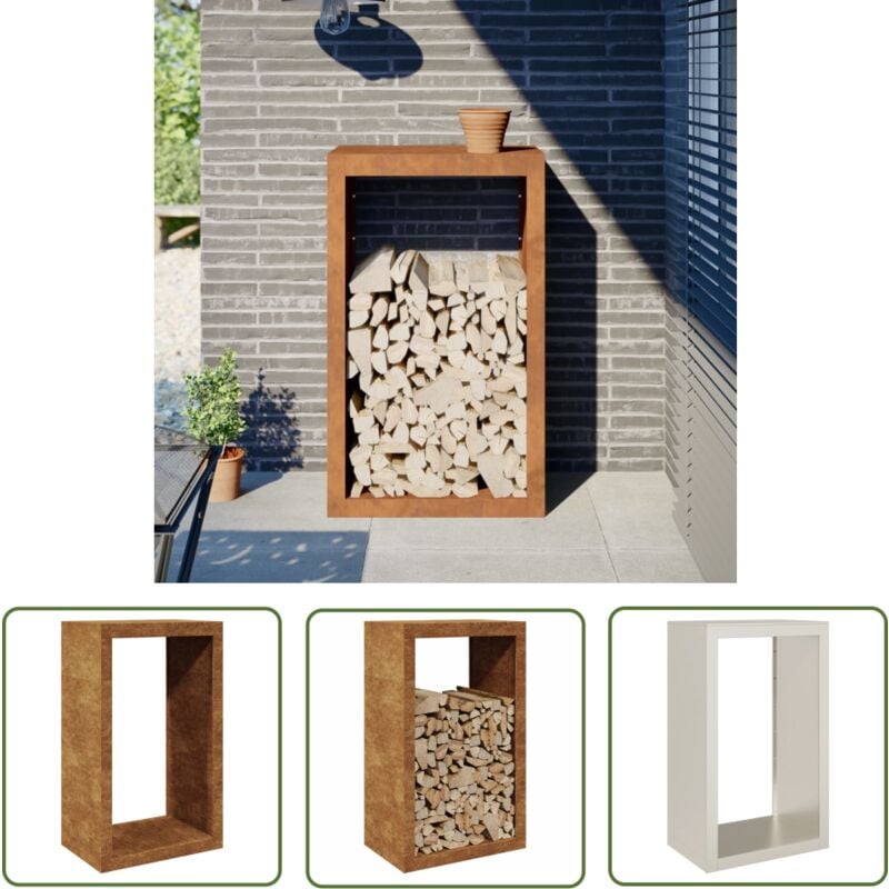 The Living Store - VidaXL Étagère à bois 60x40x100 cm acier résistant aux intempéries