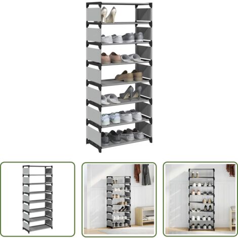 vidaXL Étagère à chaussures 8 niveaux gris 54x28x124cm tissu non-tissé