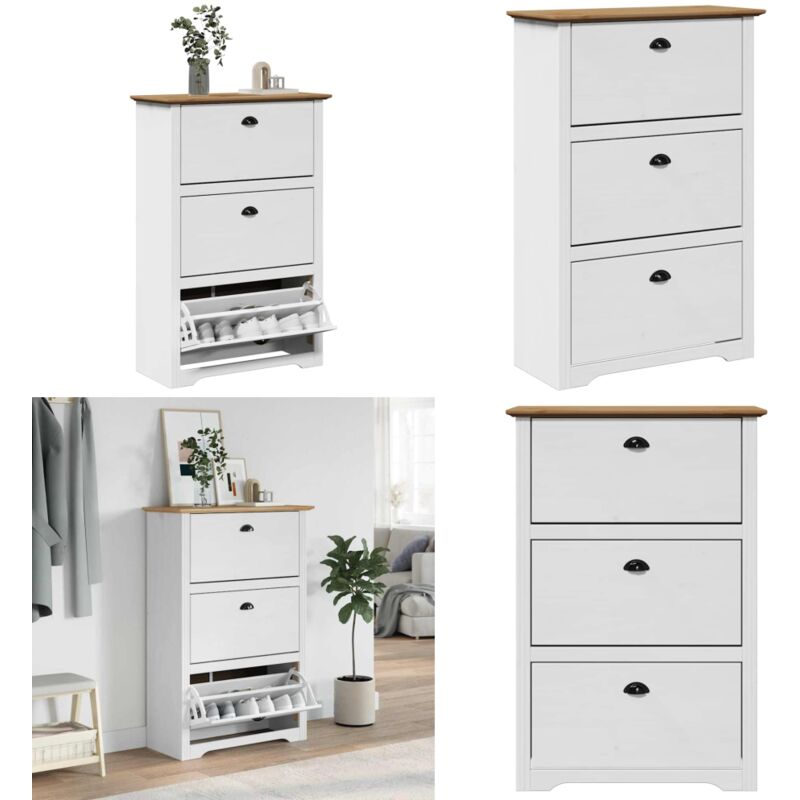 Vidaxl - tagère à chaussures bodo blanc et marron 80x35x118 cm