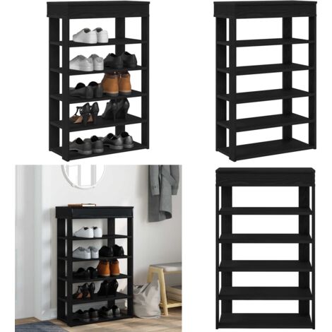 vidaXL Étagère à chaussures noir 60x30x98 cm bois d'ingénierie