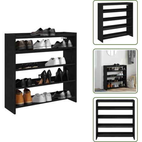 vidaXL Étagère à chaussures noir 80x25x81 cm bois d'ingénierie