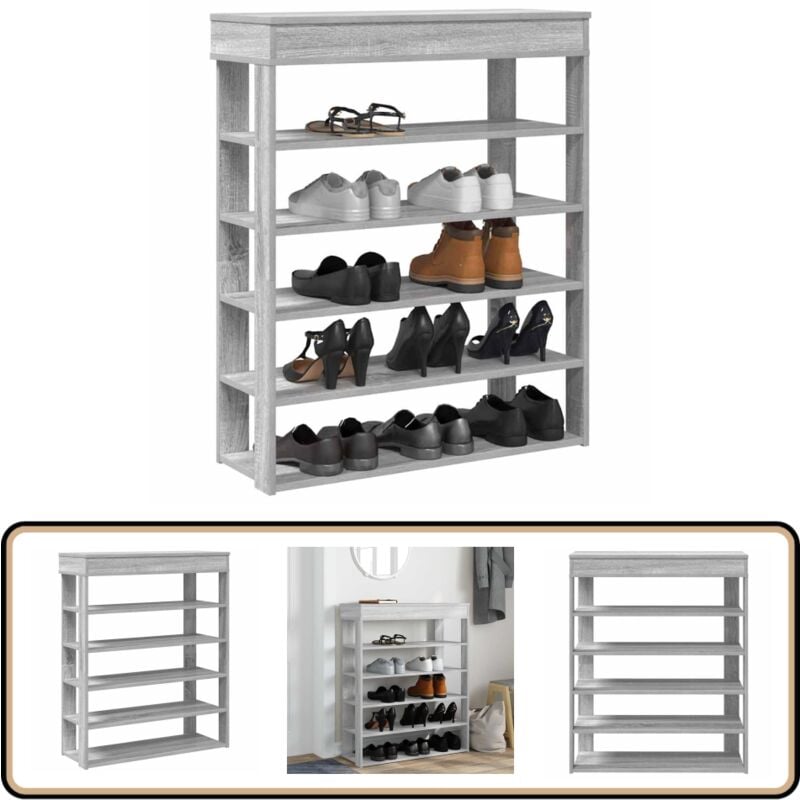 Vidaxl - tagère à chaussures sonoma gris 80x30x98 cm bois d'ingénierie