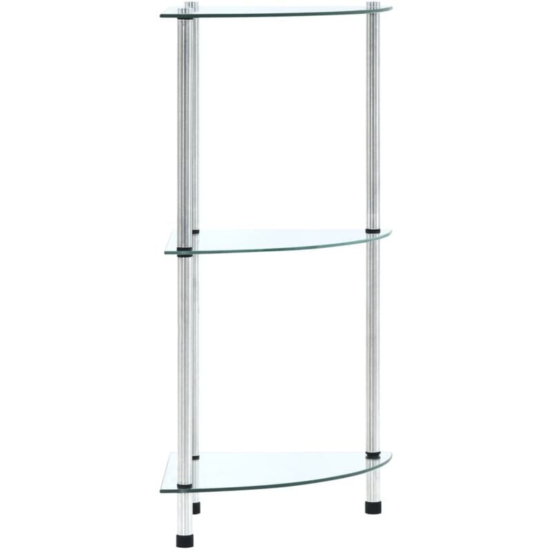 Tagère 3 niveaux Transparent 30x30x67 cm Verre trempé Vidaxl