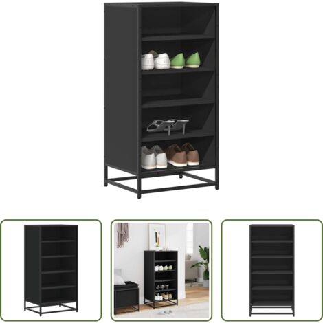 vidaXL Étagère bois -  Étagère à chaussures noir 48x38x97,5 cm bois d'ingénierie