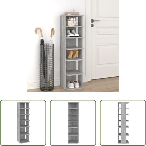 vidaXL Étagère bois -  Étagère à chaussures Sonoma gris 27,5x27x102 cm Bois ingénierie
