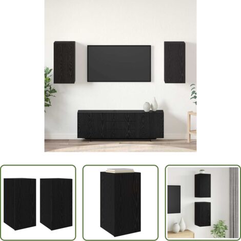 vidaXL Étagère bois -  Meuble TV mural 2 pcs Chêne noir 30,5 x 30 x 60 cm