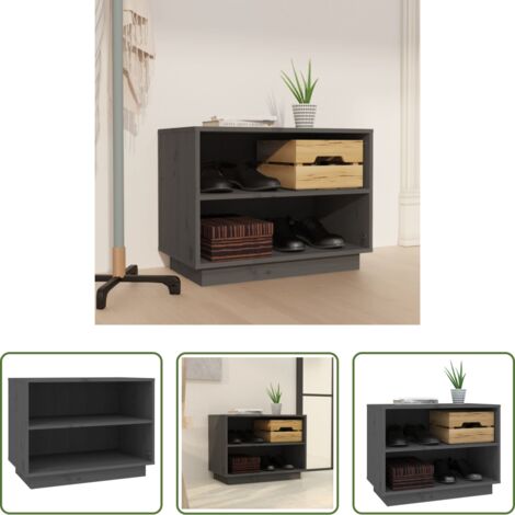 vidaXL Étagère chaussures -  Armoire à chaussures Gris 60x34x45 cm Bois de pin massif
