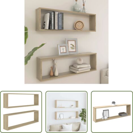vidaXL Étagère cube -  Étagères cube murales 2 pcs chêne sonoma bois d'ingénierie