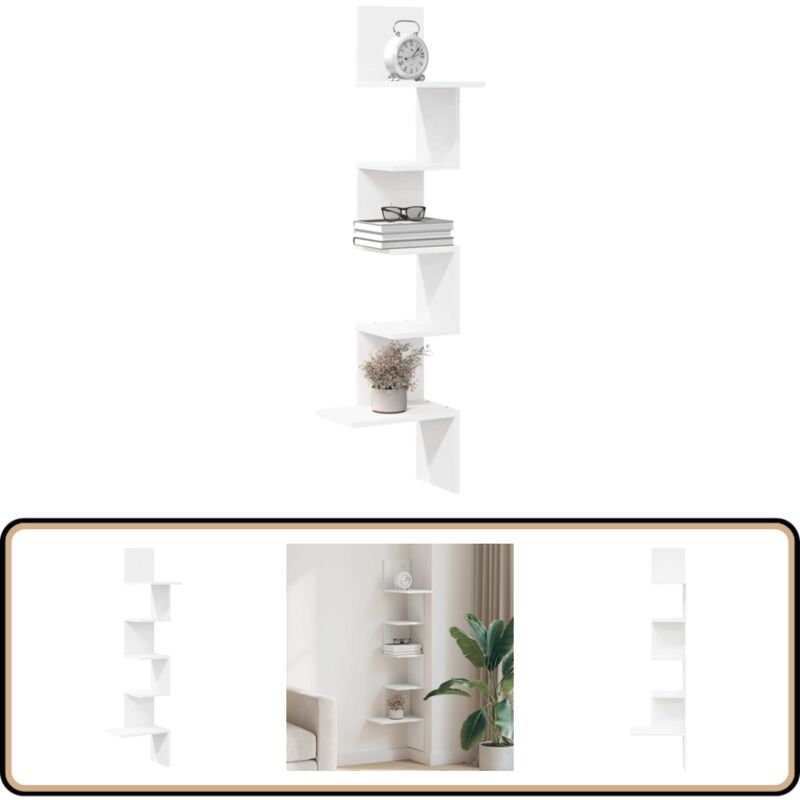 Vidaxl - tagère d'angle murale blanc 32x32x127,5 cm bois d'ingénierie