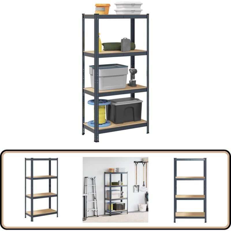 Tagère de rangement 4 niveaux Anthracite Acier bois ingénierie - Vidaxl
