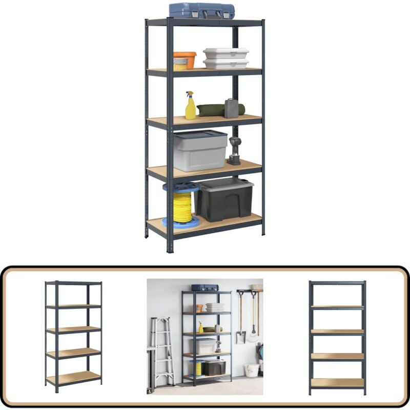 Tagère de rangement 5 niveaux Anthracite Acier bois ingénierie - Vidaxl