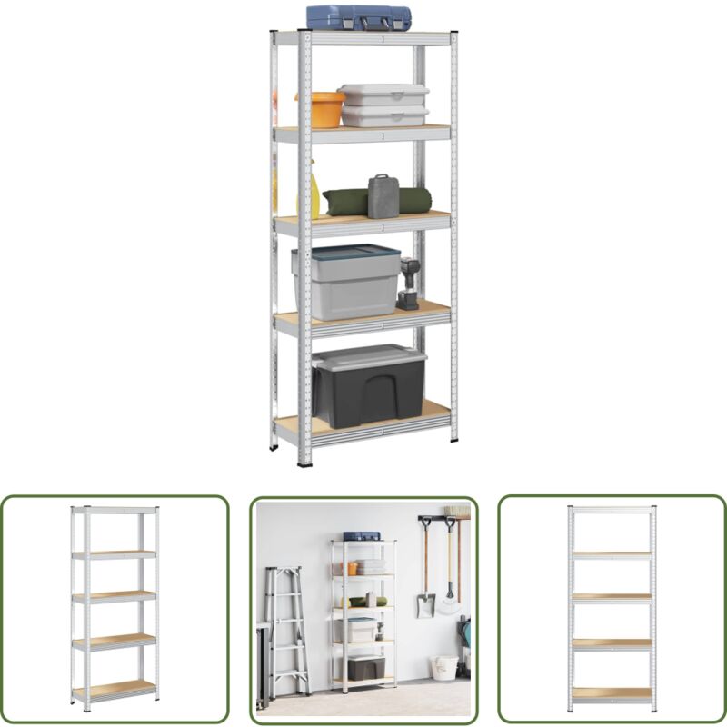 VidaXL Étagère de rangement 5 niveaux Argenté Acier et bois ingénierie