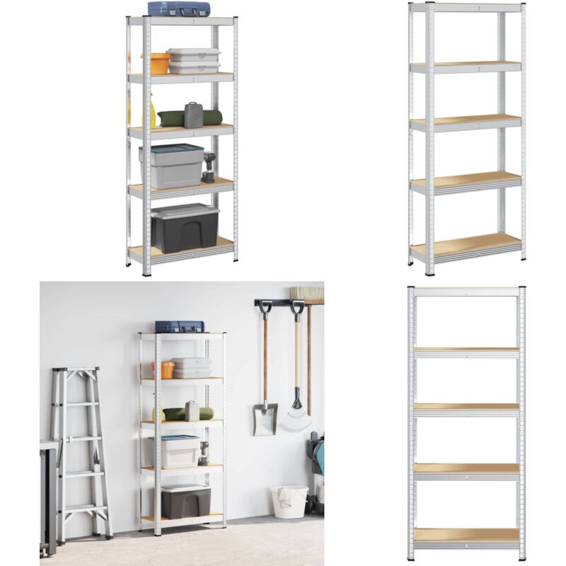vidaXL Étagère de rangement 5 niveaux Argenté Acier et bois ingénierie