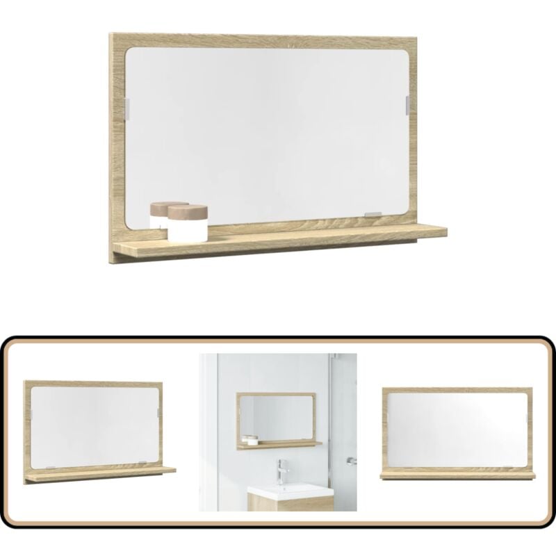 Vidaxl - tagère de salle de bain à miroir chêne sonoma bois ingénierie