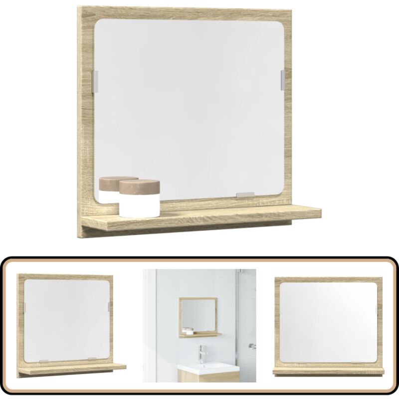 Vidaxl - tagère de salle de bain à miroir chêne sonoma bois ingénierie