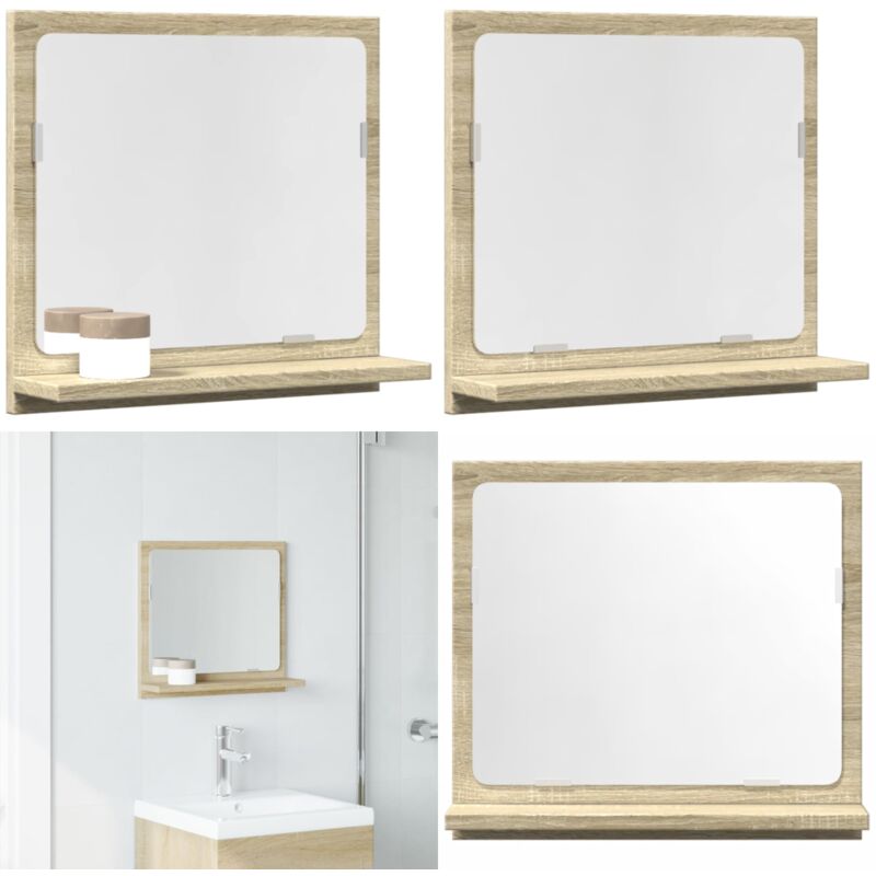Vidaxl - tagère de salle de bain à miroir chêne sonoma bois ingénierie