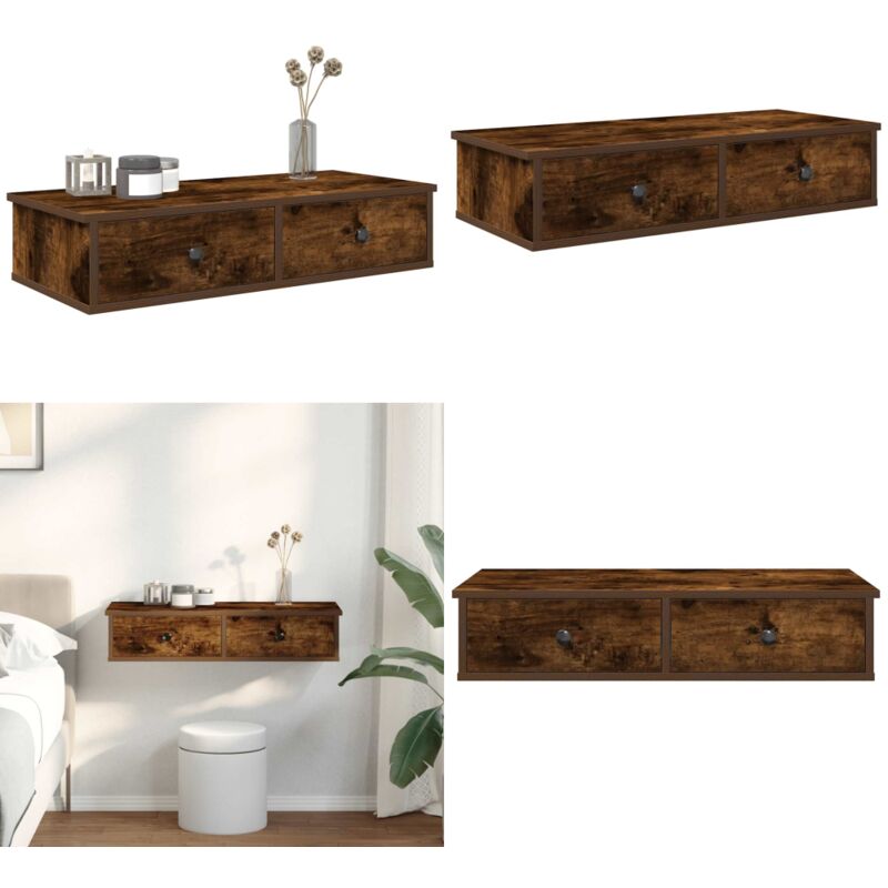 Vidaxl - tagère murale avec tiroirs chêne fumé bois d'ingénierie