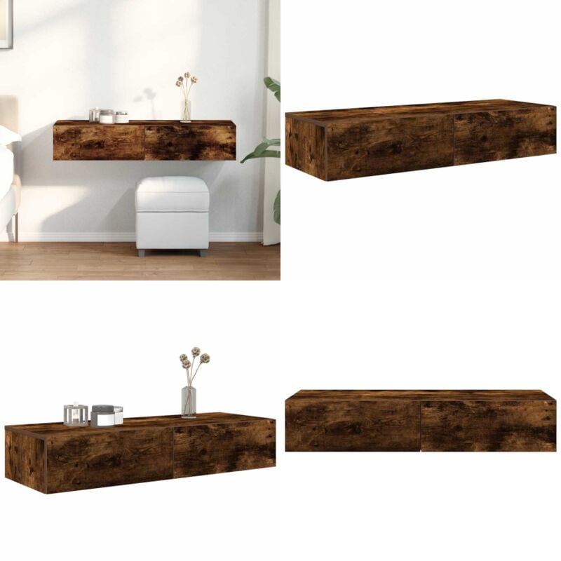 Vidaxl - tagère murale avec tiroirs chêne fumé bois d'ingénierie