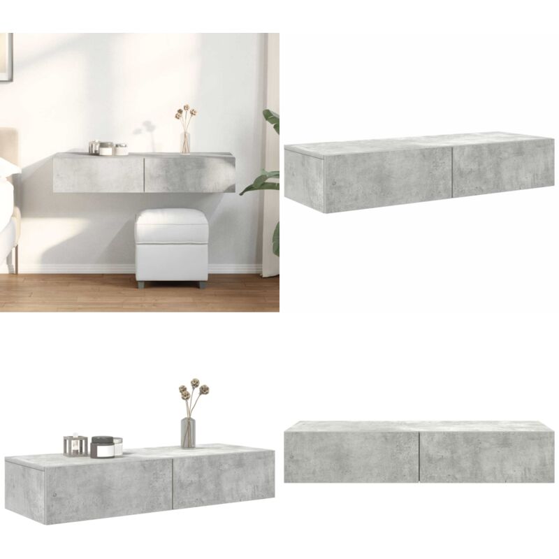 Vidaxl - tagère murale avec tiroirs gris béton bois d'ingénierie