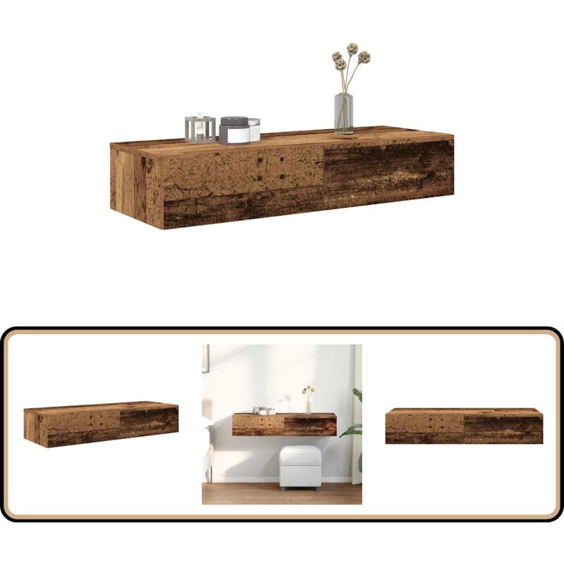 Vidaxl - tagère murale avec tiroirs vieux bois bois d'ingénierie