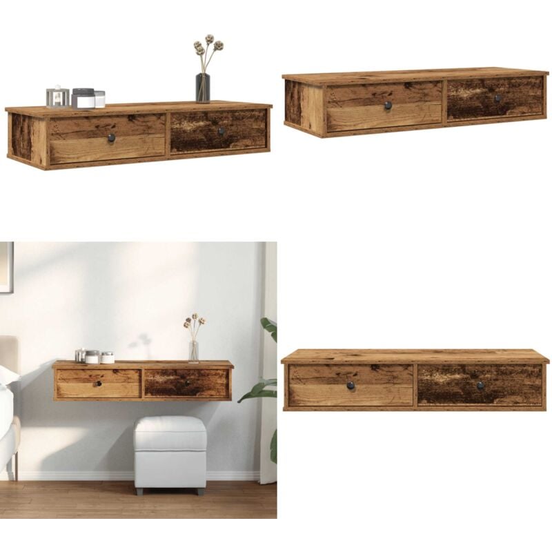 Vidaxl - tagère murale avec tiroirs vieux bois bois d'ingénierie