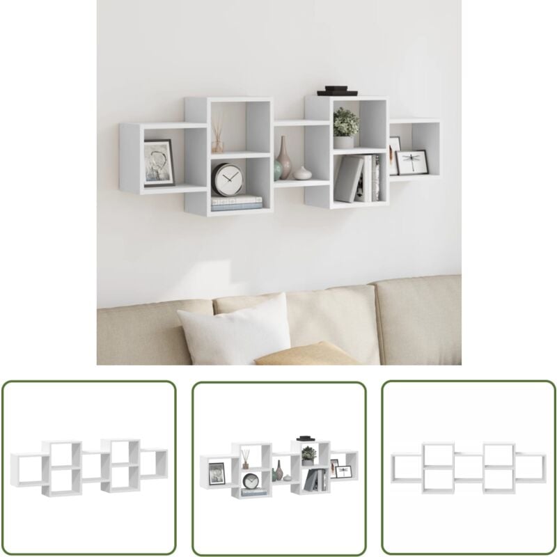 The Living Store - vidaXL Étagère murale blanc 129x18x42 cm bois d'ingénierie