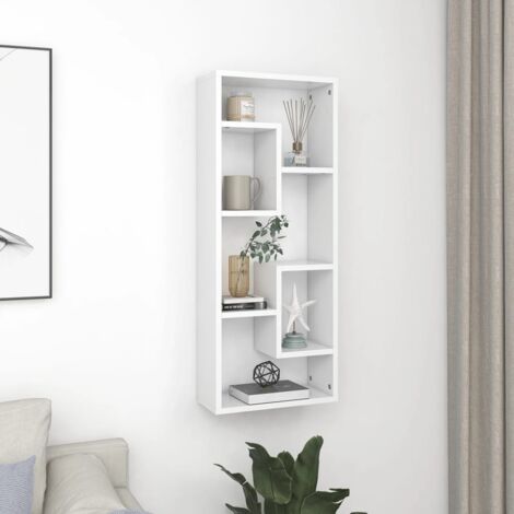 Vidaxl – Étagère murale blanche 36x16x90 cm en aggloméré – Charge maximale 40 kg – Installation facile avec matériel de montage inclus